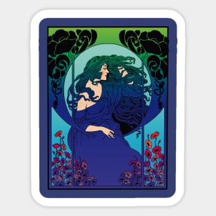 Art Deco Lady (blue) Sticker